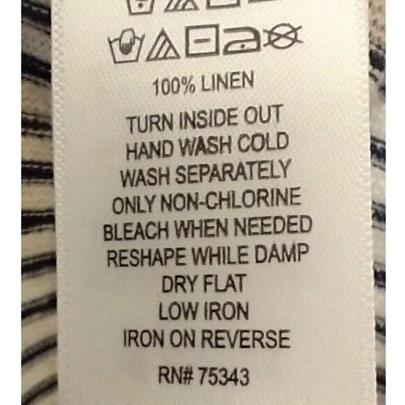 Adrienne Vittadini 100% Linen Navy White Stripes 3/4 Roll Sleeve Tunic - 1X NWT - Picture 10 of 10